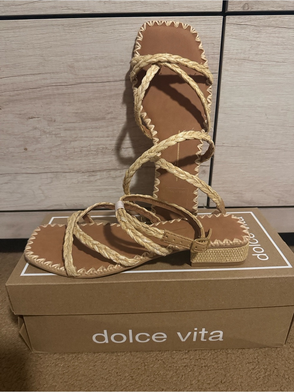 Dolce Vita Brinn LT Natural Braided Strappy Sandals